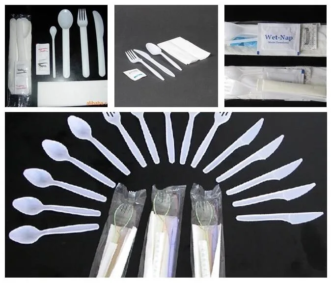 PP Tableware Disposable Airline Napkin Spoon Fork Cutlery Knife Semi-Automatic Plastic Packing Machine